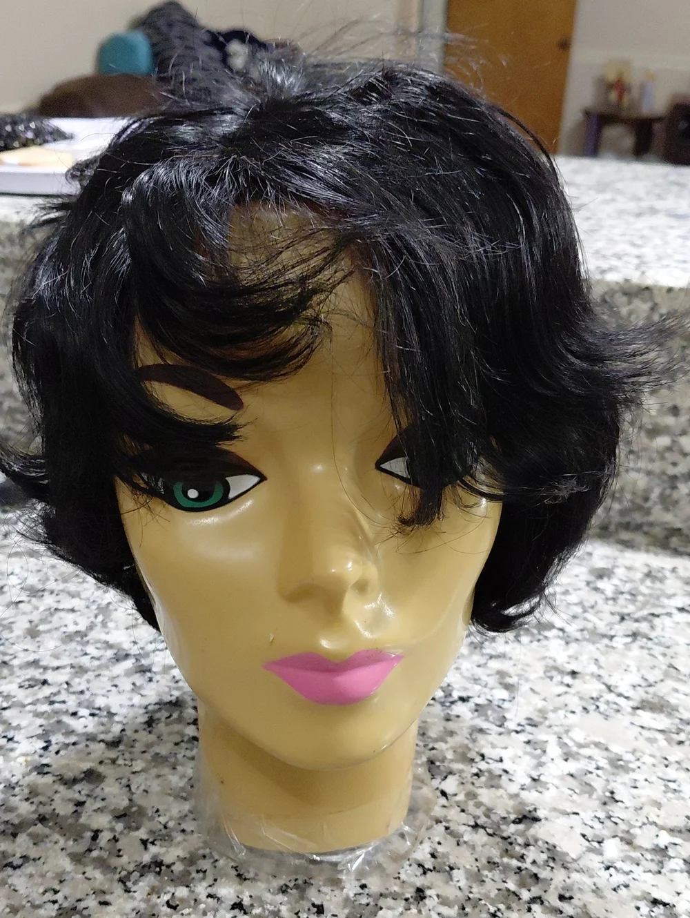 Short Black Women’s Wig - Classic Layered Style Human Blend